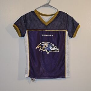 NFL Kids Purple and Gold Baltimore Ravens NFL Flag Football Jersey LOT L